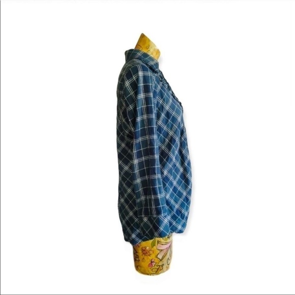 Blue Plaid Button-Up Shirt - Picture 3 of 4